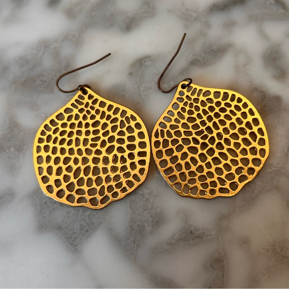 Honeycomb Gold Leaf Earrings